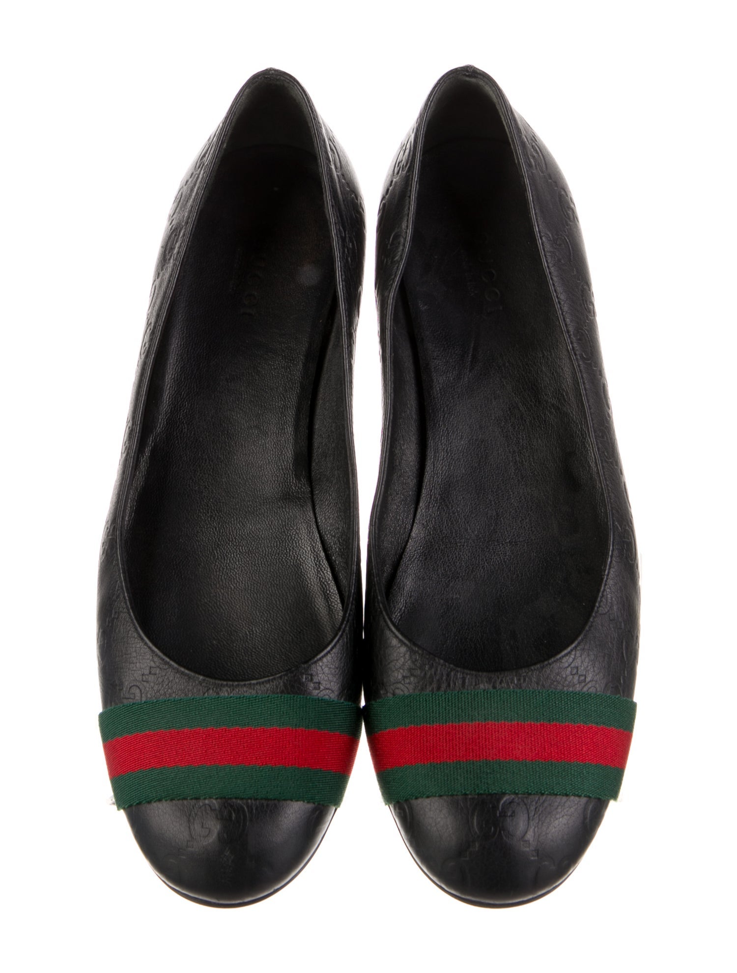 Gucci Web Accent Leather Ballet Flats